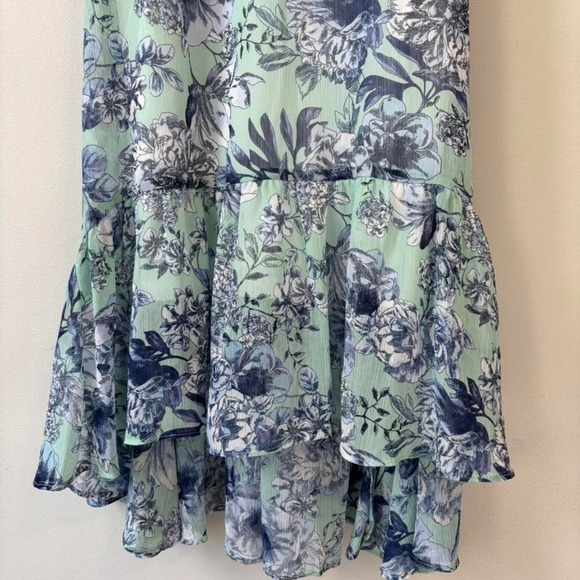 Tommy Hilfiger Halter Fairycore Green Navy Maxi Ruffle Hem Boho Small Dress - Picture 4 of 8